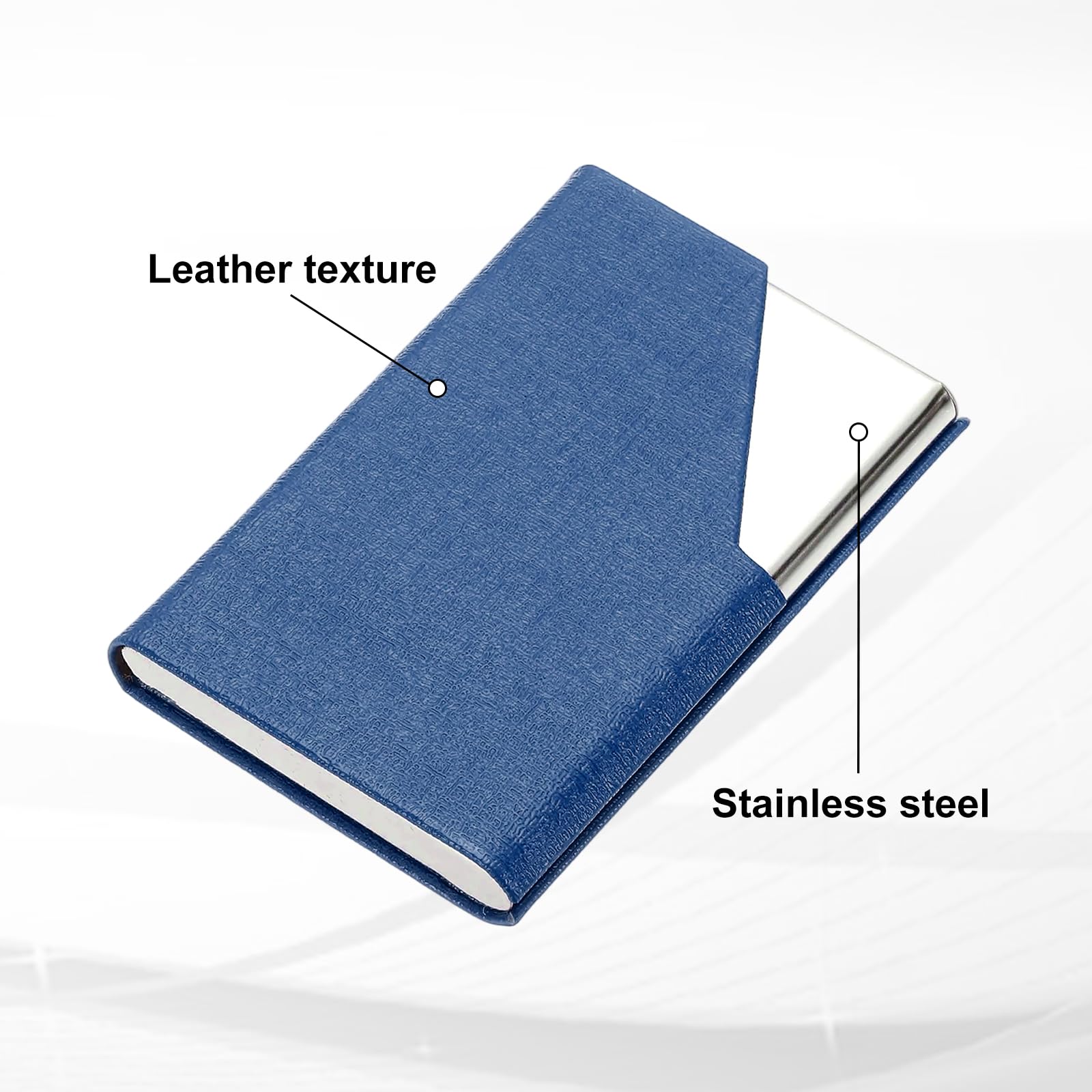 PATIKIL PU Leather Business Card Holder, 20Pcs Stainless Steel Name Card Case with Magnetic Wallet Pocket Carrier for ID Card Men Women, Black Grey Brown Copper Blue - Image 4