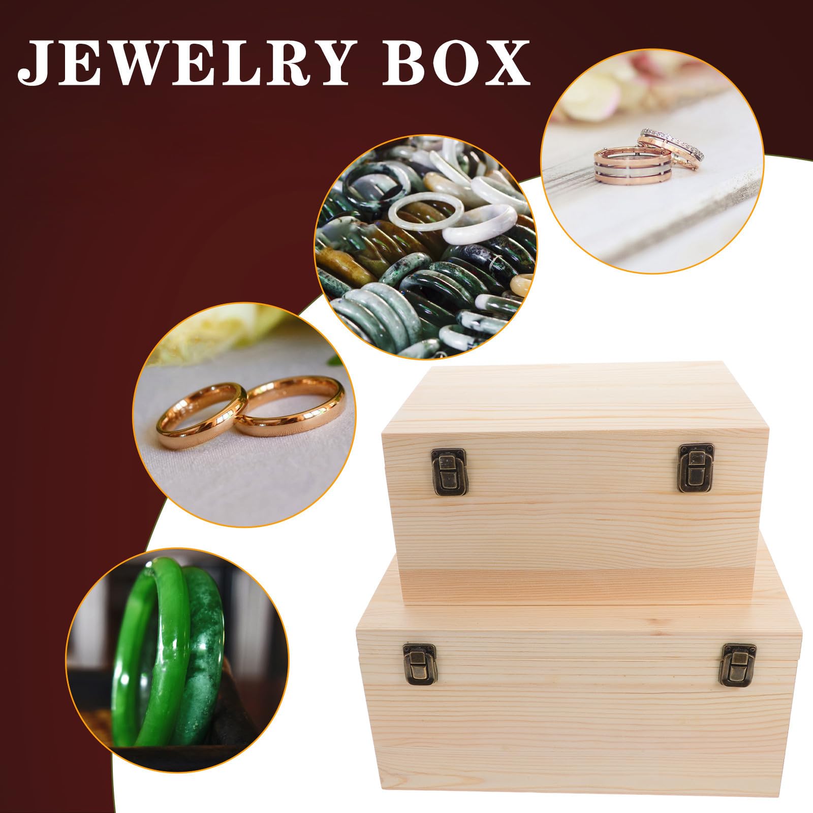 Didiseaon 2 Piezas Caja de Madera de Pino Grande Superficie Lisa con Tapa Abatible y Cierre Seguro para Diy, Adecuado para Decoración de Oficina y Hogar