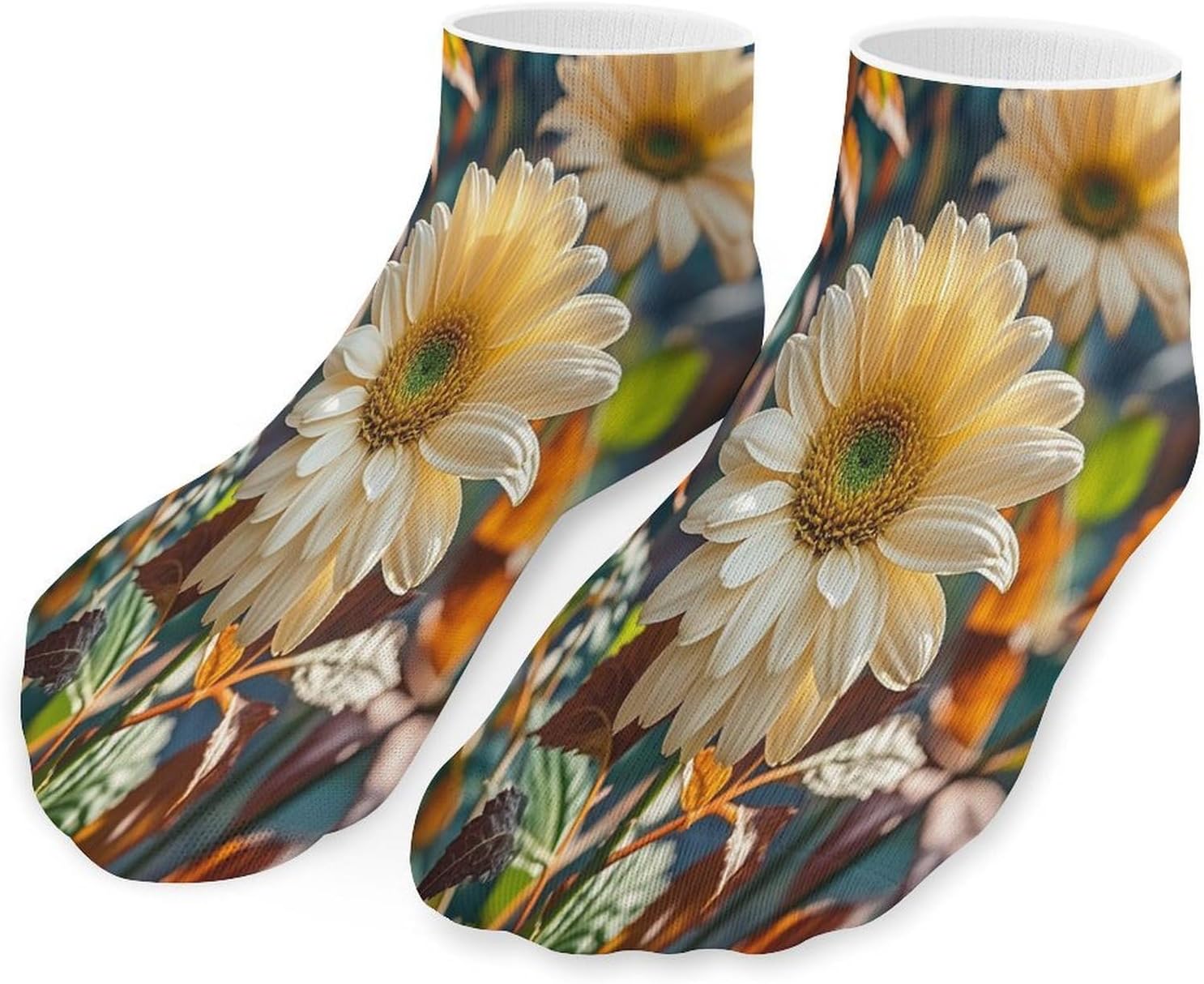 Autumn Flower Leaves Ankle Sock-Low Cut Breathable,Basketball Socks for Men Women,Tube Socks for Work Sports