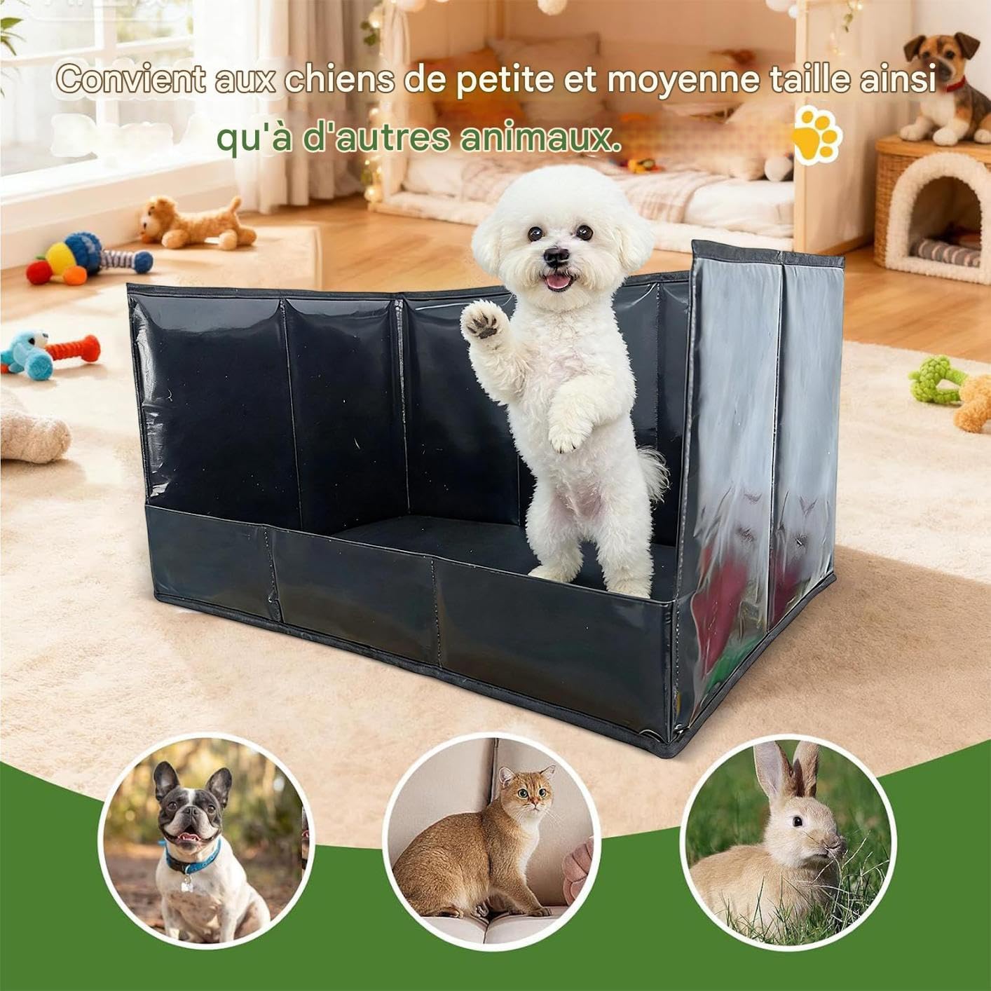 Litière pour Chien,Bac avec Parois Hautes pour Animal | Litière pour Chiots Et Chiens - pour Petit Moyen Et Grand Chiens D'Intérieur Balcon Terrasse