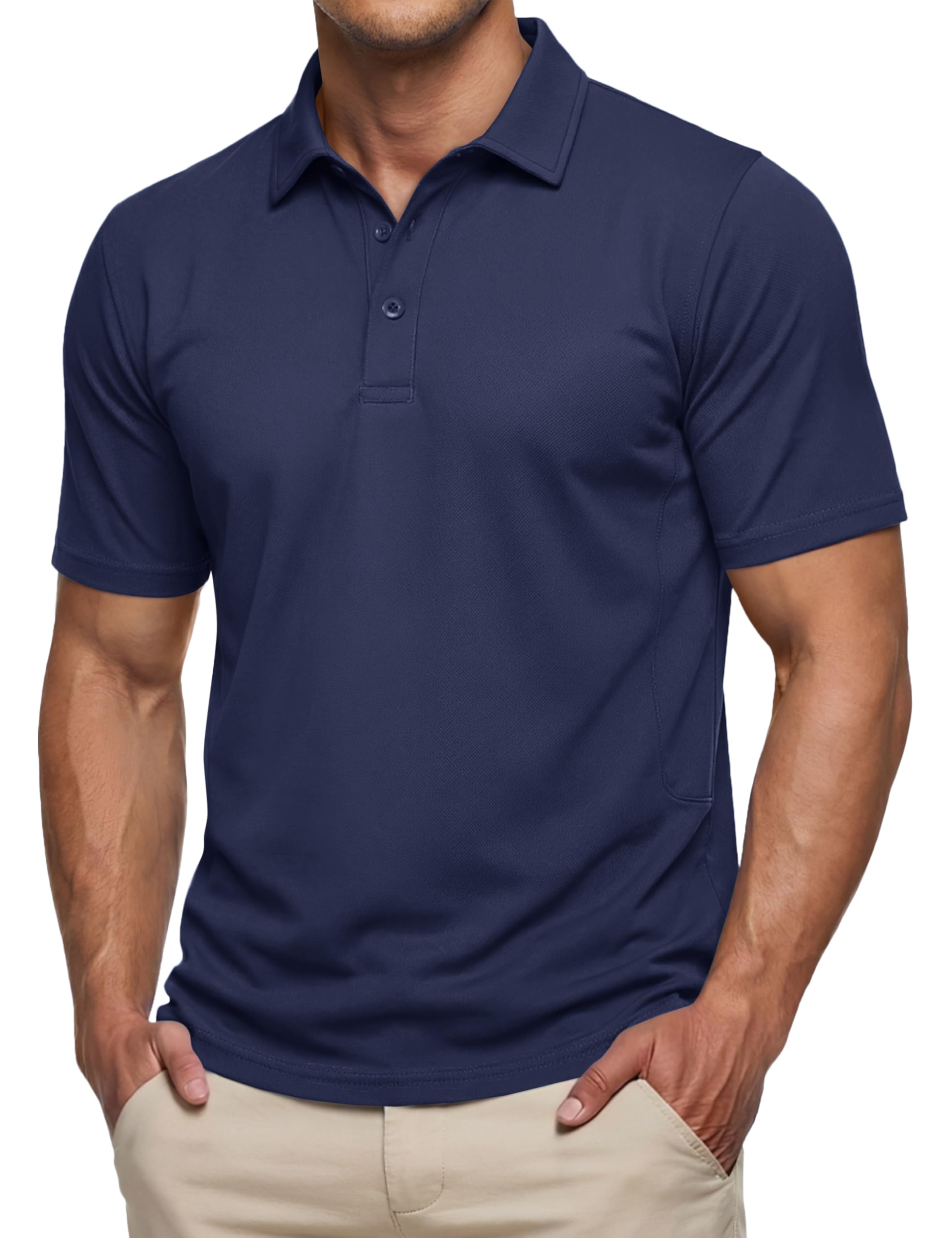 TACVASEN Poloshirt Herren Kurzarm Funktions Polo Shirt Baumwolle Atmungsaktiv Polohemd Sommer Golf T-Shirt Freizeit