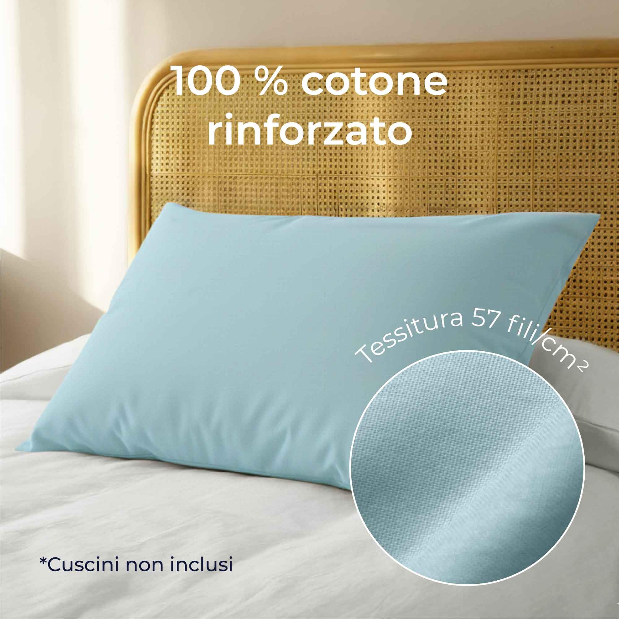 Federe 40x60 Cotone Rinforzato (Set da 2) - Blu Chiaro - Trama Fitta a 57 Fili/cm² - Federe Cuscini 40x60 cm - Federe Cuscino 40x60 Certificate Oeko Tex - Dreamzie