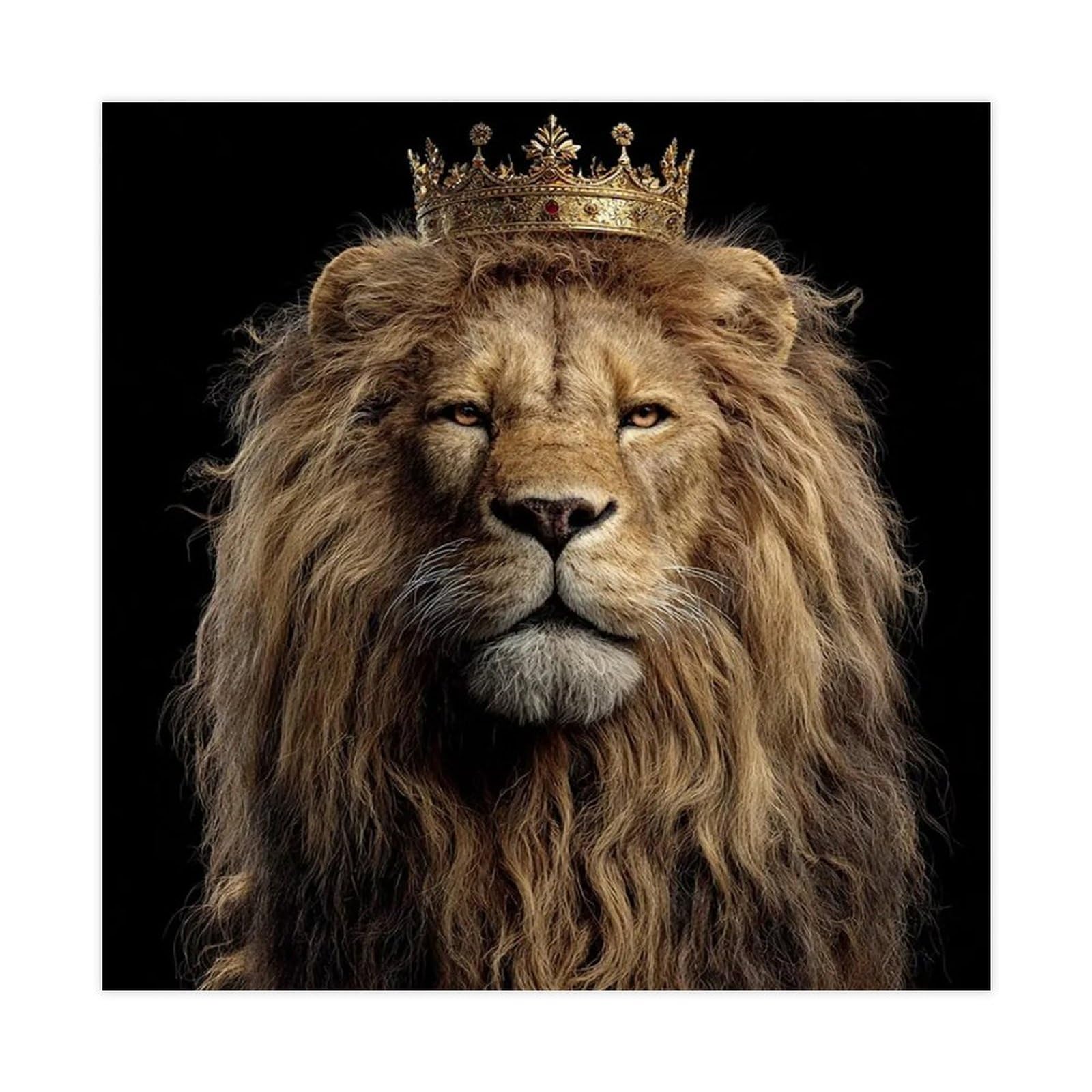 Bareronor Crowned Lion Canvas Poster for Home Decor Gift
