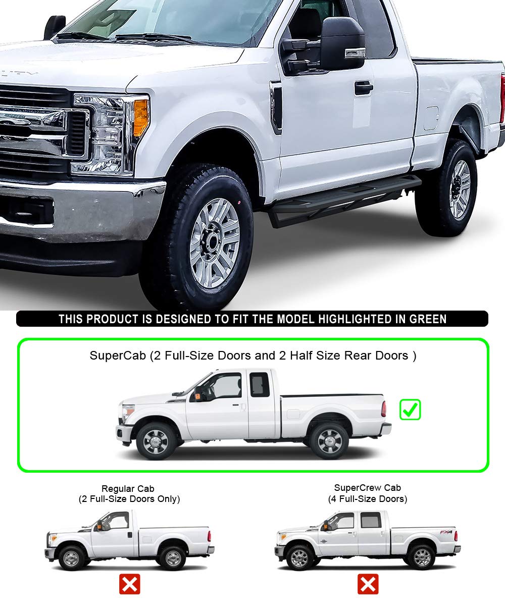APS 6.5in Side Armor 304 Stainless Steel Running Boards Compatible with Ford F250 F350 Super Duty 1999-2016 Extended Cab (Nerf Bars Side Steps Side Bars)