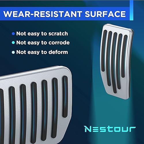 Miniatura 5 de Nestour Almohadilla de pedal de repuesto para Tesla Modelo 3 Modelo Y 2016-2025, accesorios de aluminio para cubiertas de pedal de auto, extensores
