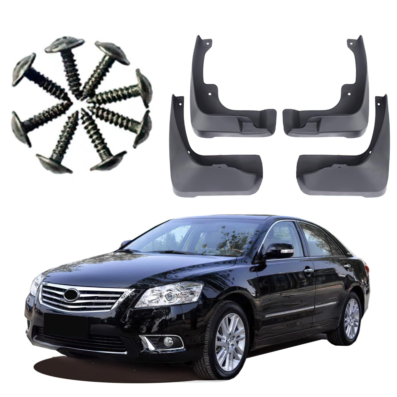 ontto Pack of 4 Mud Flaps Splash Guards Fits Toyota Camry Altis Aurion XV40 40 2007-2011 Car Mudflap with Screw Dustproof Scratch-Resistant Car Front Rear Mudflap Replacement Accessories