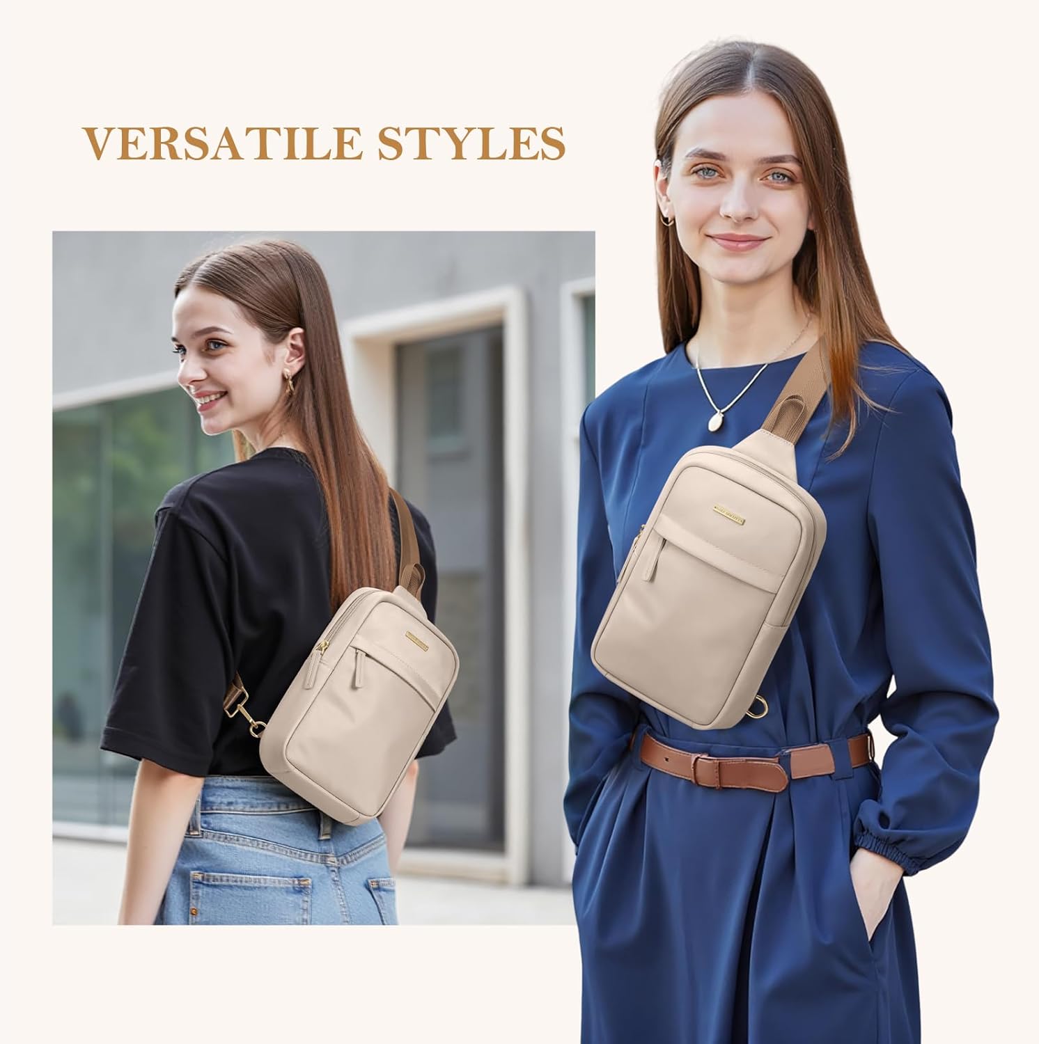 GOLF QUALTY Large Capacity Crossbody Bag Spacious Fanny Pack for essentials Casual Waist Pack for Women & Men,Apricot - Image 7