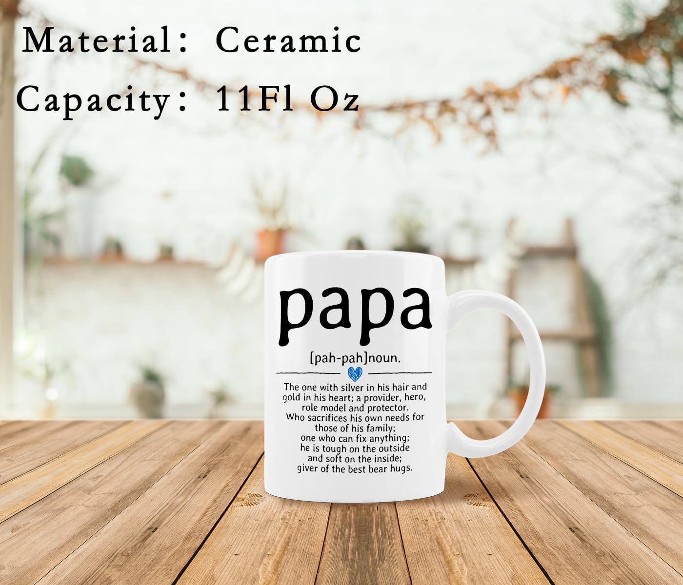 QUICQOD Papa Definition Coffee Ceramic Mug, Grandpa Gifts, Papa Coffee Mug for Men, Fathers Day Birthday Christmas Thanksgiving Day Gifts,11 Oz - Image 4
