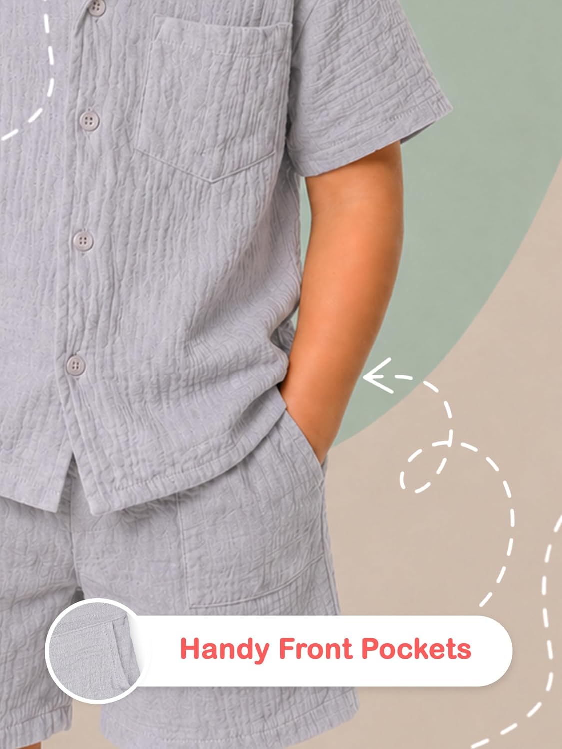 Kidbea® Cotton Shirt & Pant Co-ord Set for Kids | Elegant & Comfortable | Stylish Short-Sleeve Shirt with Bow & Comfy Shorts