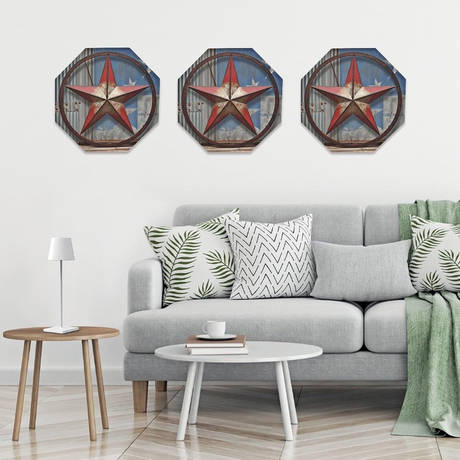 Ctagon Metal Sign for Home, Modern Display Plate for Kitchen, American Wastern Texas Star Plates Accent Hanging Wall Decorations 3PCS for Living Room, Bedroom, Hallway, Hotel