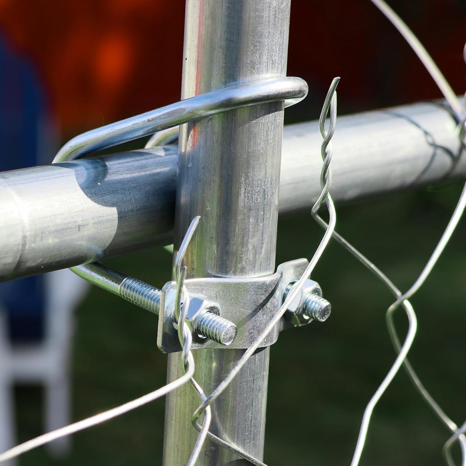 Chain Link Fence - Complete Set with Corner Connectors, 32.8ft Length, 39-inch High Fence, No Gate Included