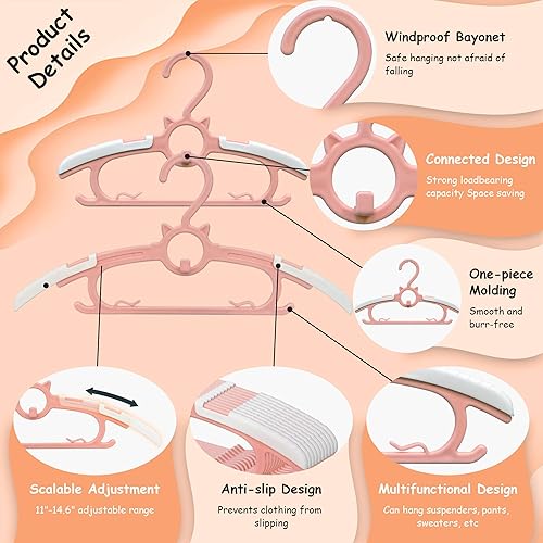 Miniatura 4 de Perchas de bebé para armario de guardería, perchas extensibles y antideslizantes para ropa de niños recién nacidos, ropa de niños pequeños, percha