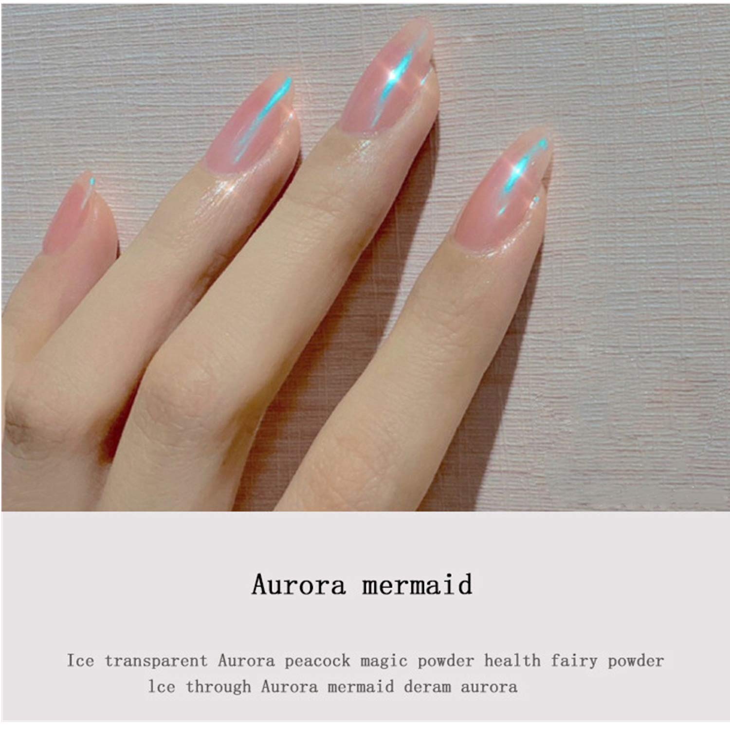 XIAOHONG 6 Colors Mermaid Chrome Nail Powder Ice Transparent Aurora Powder Mirror Effect Holographic Aurora Iridescent Pearlescent Nail Glitter With 6pcs Eyeshadow Sticks