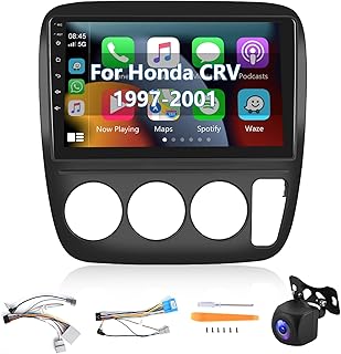 Android Car Stereo Radio for Honda CRV 1997 1998 1999 2000 2001 Manual A/C with Wireless Apple CarPlay Android Auto, 9" HD Touchscreen with Bluetooth GPS Navigation WiFi HiFi SWC USB Backup Camera