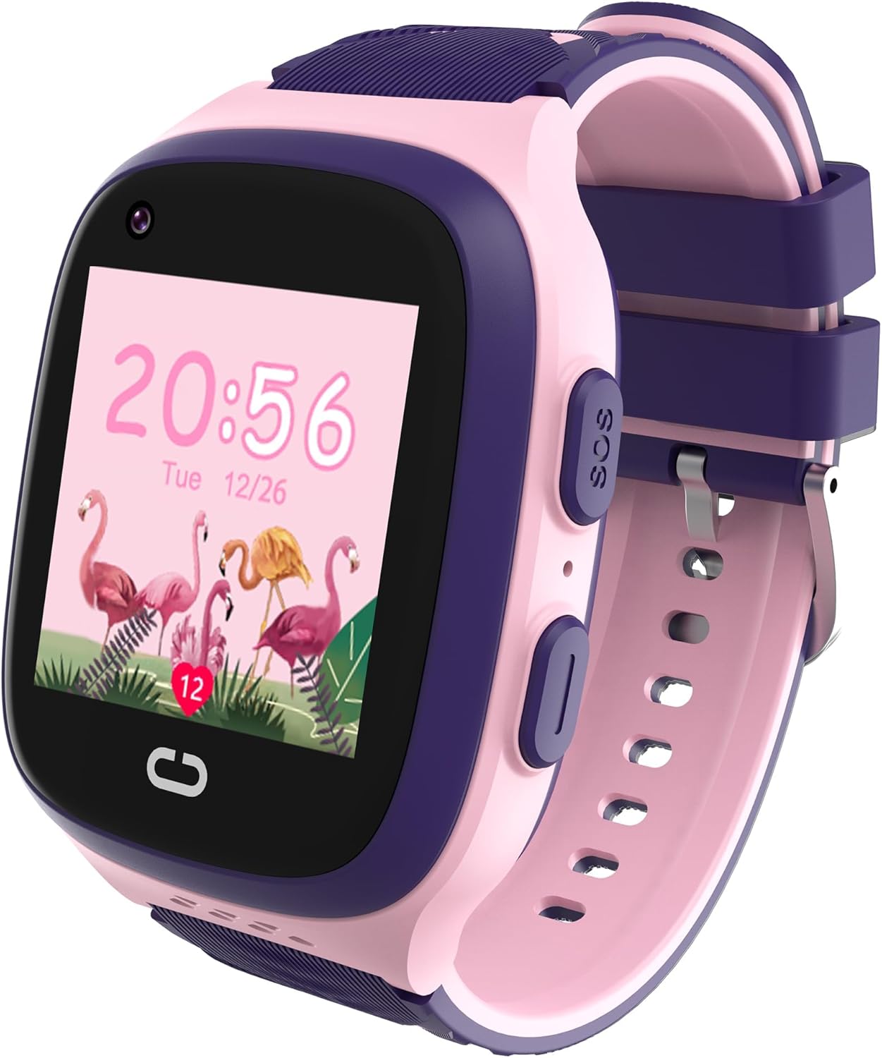 4G Kids Smart Watch for Girls Toys with GPS Tracker SIM Card Location Cell Phone SOS Calling Waterproof Voice Chat Touch Screen Alarm Clock for Ages 5-12 Kids Birthday Gifts (Pink)