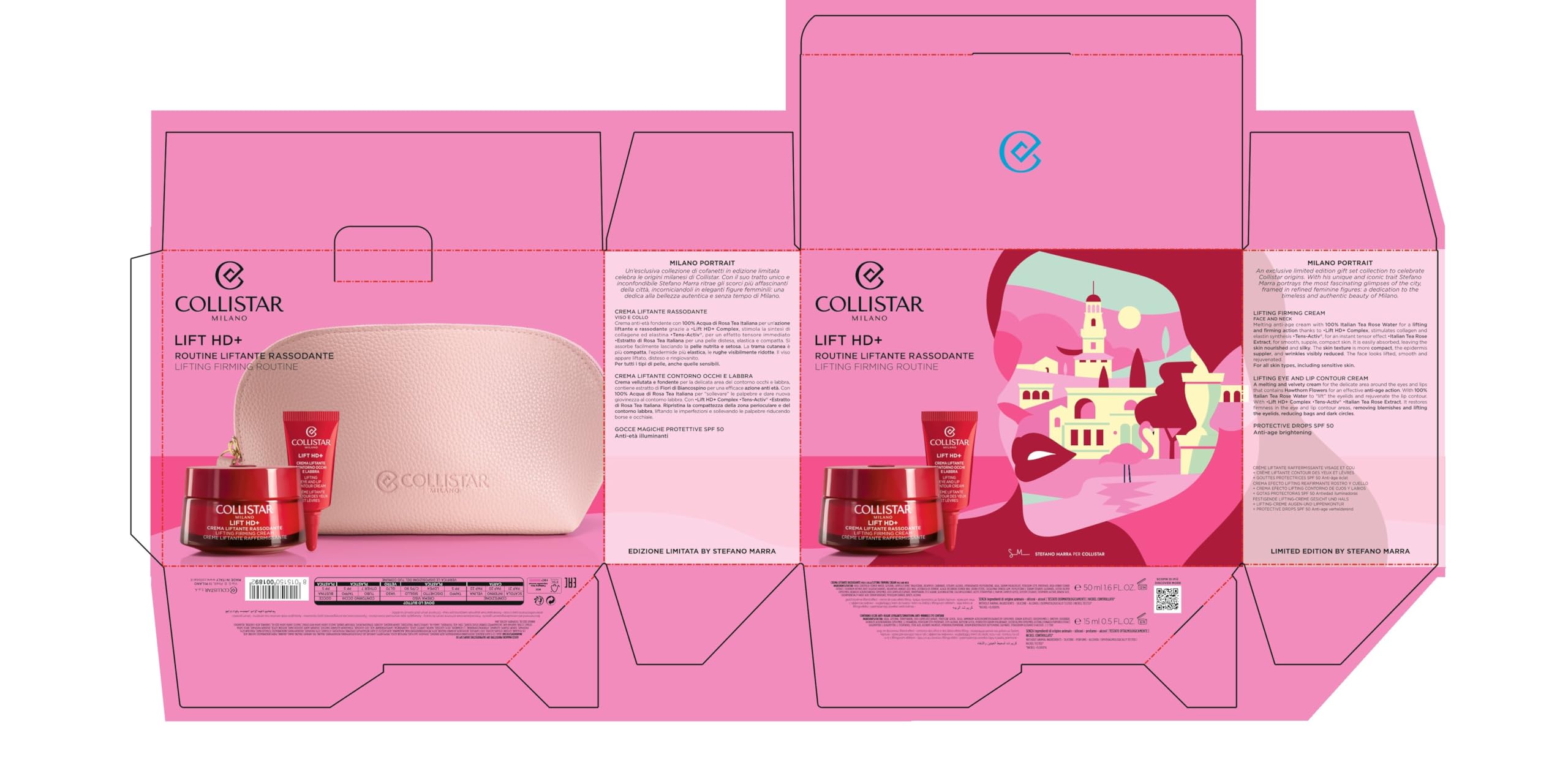 Collistar Lift HD+ Cofanetto Donna, Kit Viso Regalo con Pochette e Trattamento Antirughe Rassodante Liftante, Kit Viso con Crema Viso 50 ml + Contorno Occhi 5 ml