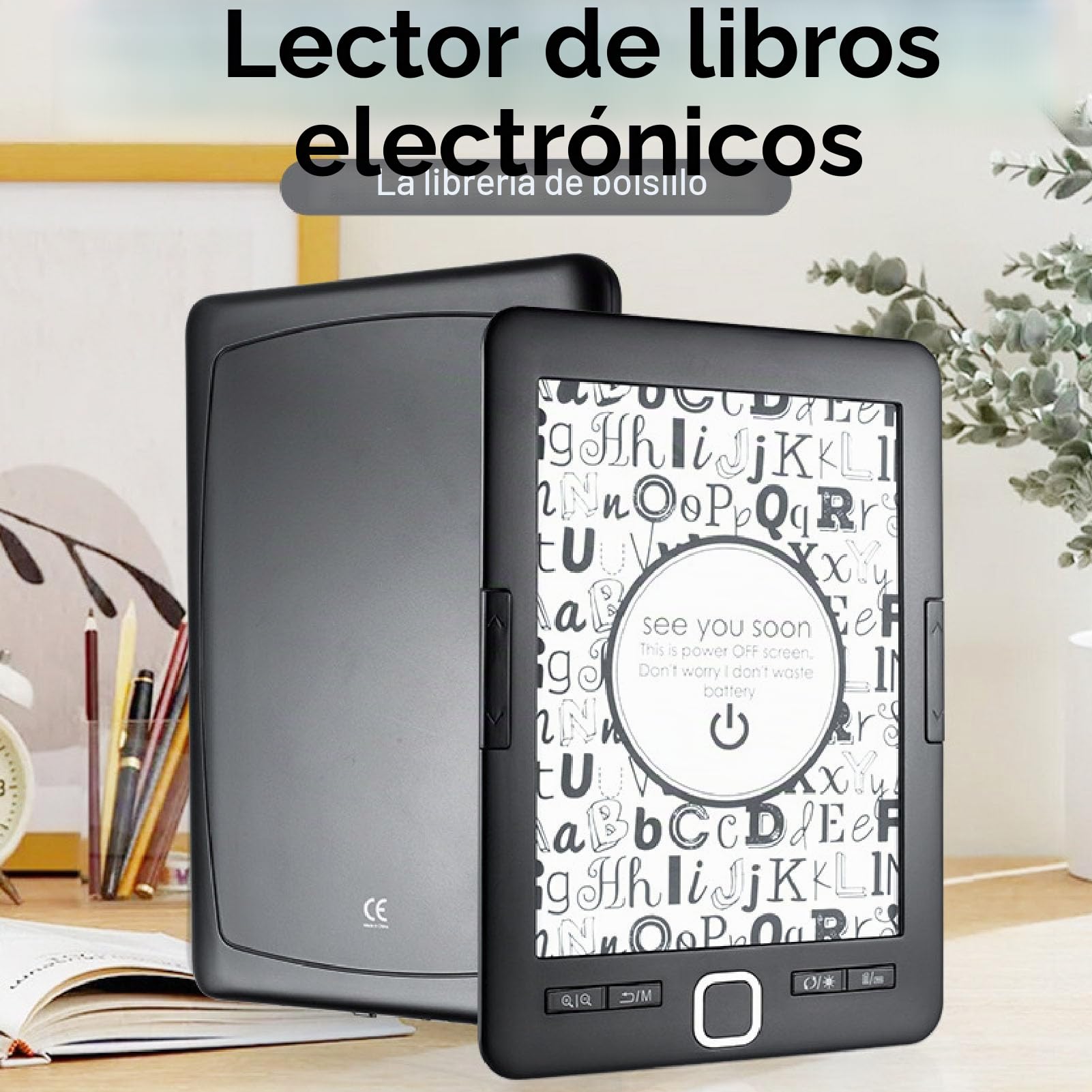 VBESTLIFE Lector de Libros Electrónicos, Lector de Libros Electrónicos de Pantalla de Tinta de 6 Pulgadas, Construido en 8G 128m, Lectura Personalizada, para Viajar, Viajar o Relajarse en