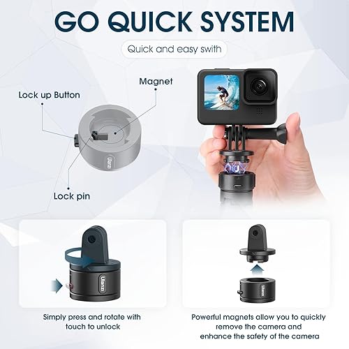 Miniatura 2 de ULANZI MT-34 Trípode extensible para selfie stick para Gopro, Go Quick II 20.7 pulgadas cámara de acción trípode con correa de mano 4 etapas