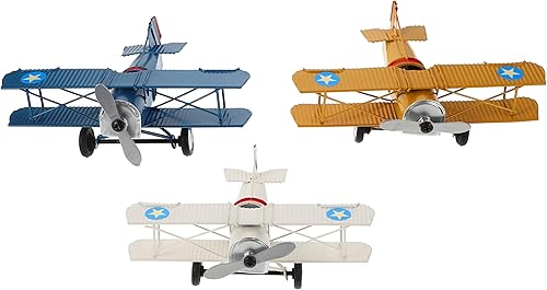 NUOBESTY 3 modelos de avión de metal vintage, adornos retro de hierro para decoración del hogar, decoración de escritorio, accesorios de fotos,