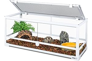 OIIBO 20 Gallon Glass Terrarium, Long Reptile Tank with Lid