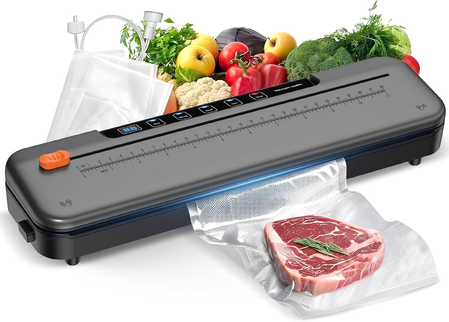 compact vacuum sealer machine gray 6-in-1 top view