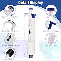 Vista 2 de Micropipeta de 10 mL, micropipetas de laboratorio de un solo canal de 1-10 mL, volumen variable ajustable para laboratorio líquido científico