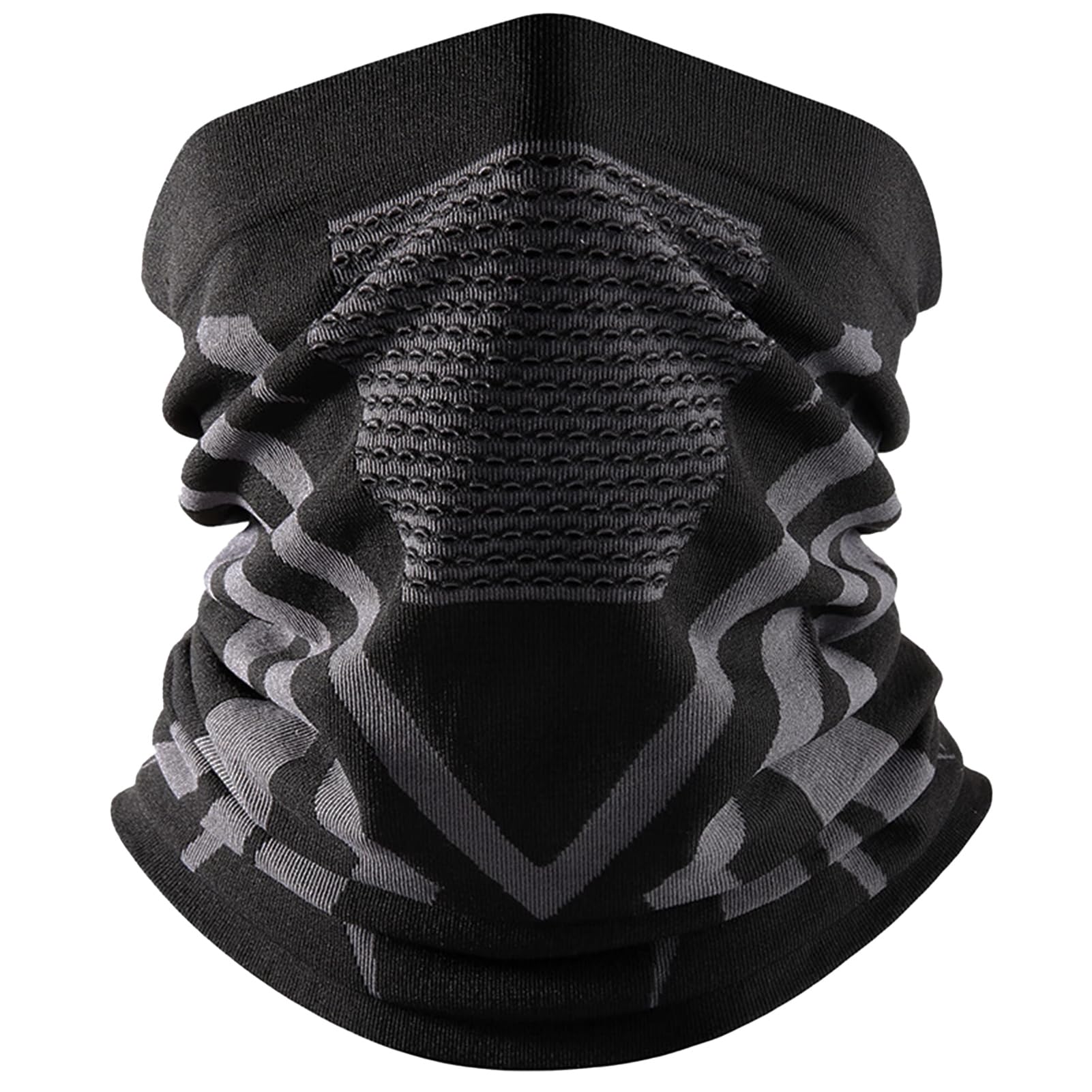 Schlauchschal, Halbe Sturmhaube, Fahrrad Maske Winter, Halstuch, Motorrad Gesichtsmaske, Atmungsaktive Sturmmaske für Laufen, Fahrt, Ski - Herren Damen - Schwarz Grau