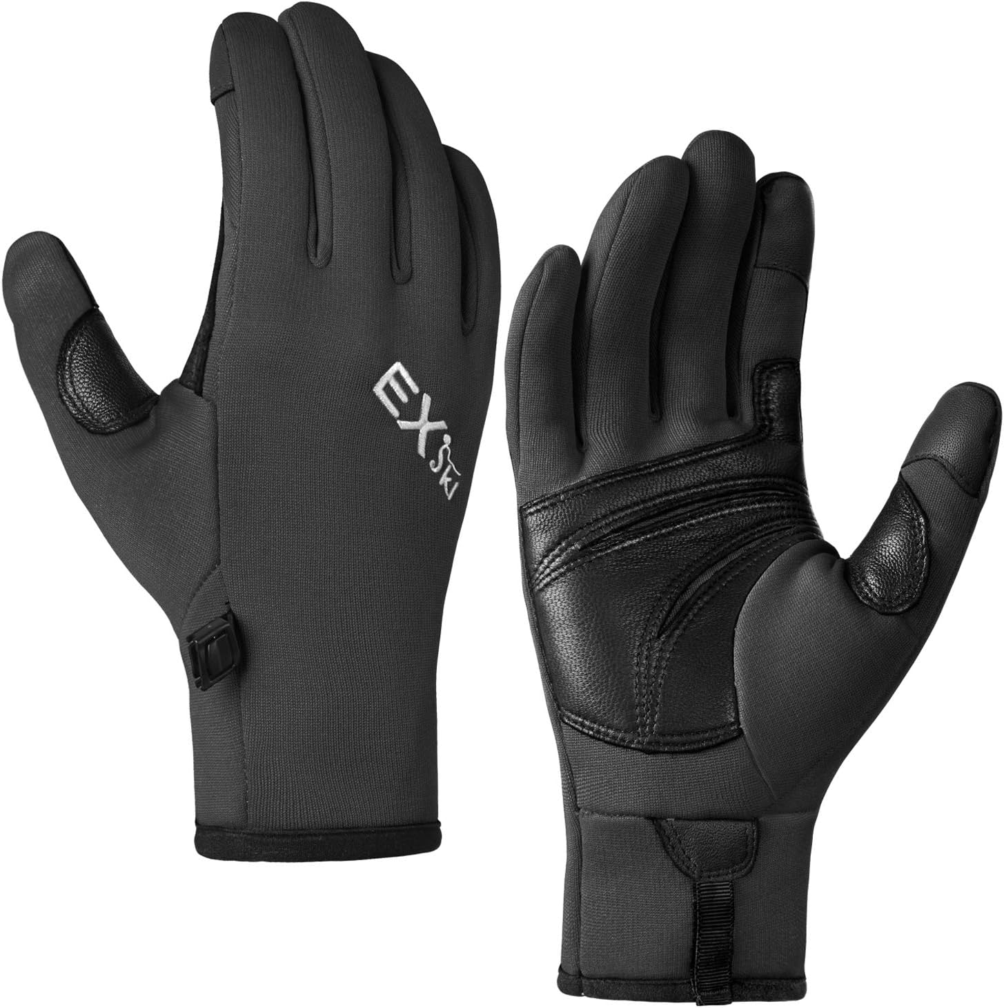 MCTi Touchscreen Gloves Fleece Lined Goatskin Palm Lightweight for Running Driving