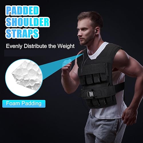 Miniatura 3 de Chaleco con peso ajustable de 35 libras para hombre, chaleco con peso de hierro para entrenamiento de fuerza, correr, ejercicio, construcción