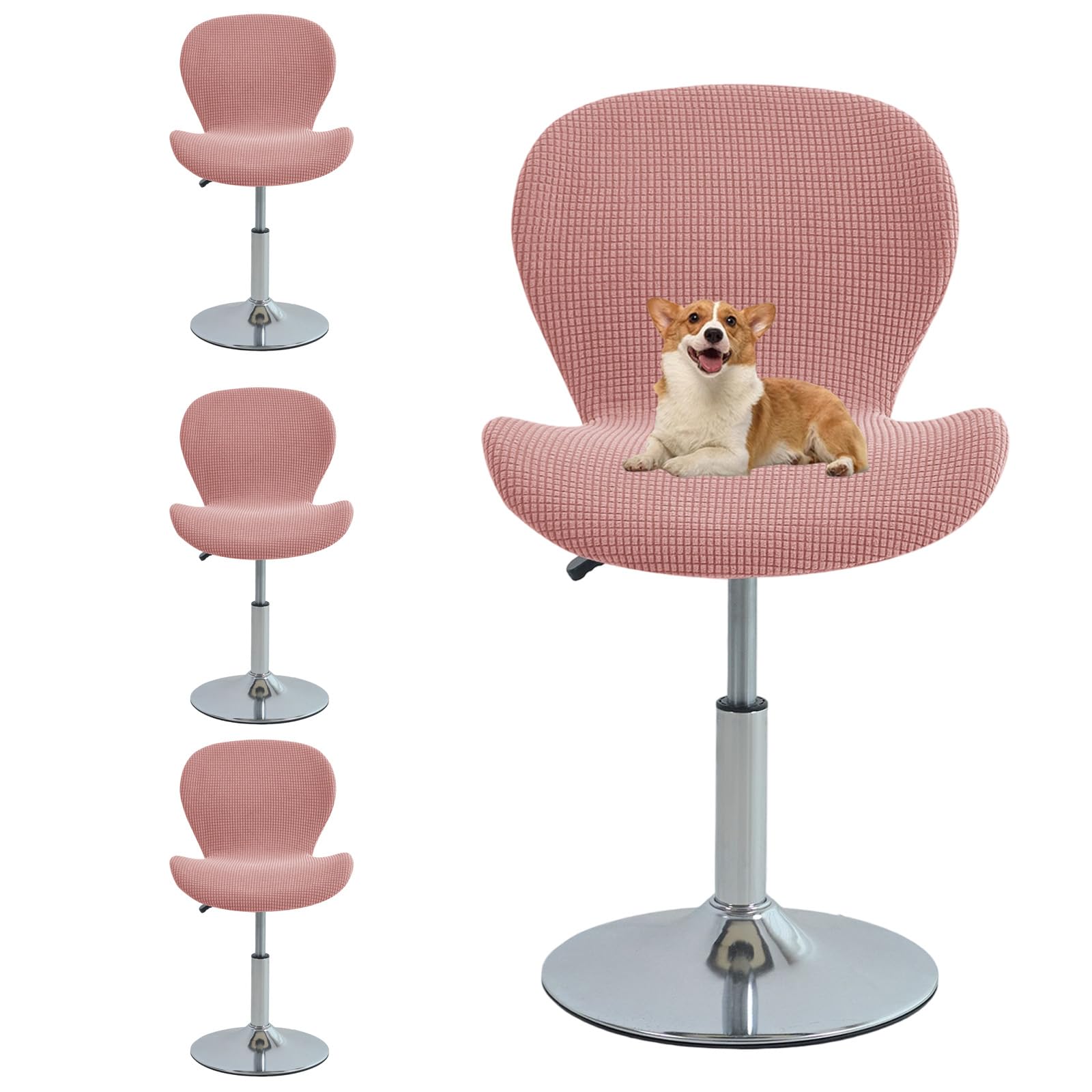 GUYIRT Curved Back Bar Stool Chair Covers, Stretch Fit (pink,set of 4)
