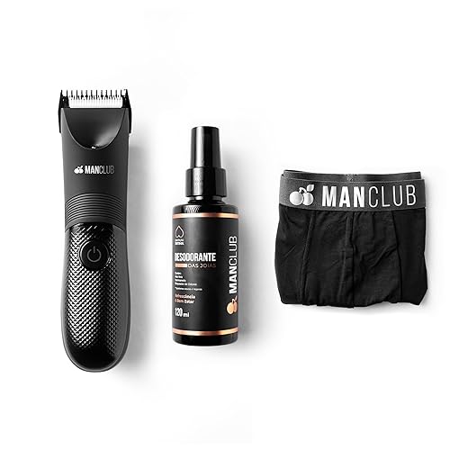 MANCLUB® Kit Refresca com: O Desmatador®, O Desodorante das Joias e A Cueca Boxer de Performance - Aparador Elétrico de Virilha, Região Íntima e Pelos Corporais (Preto, GG)