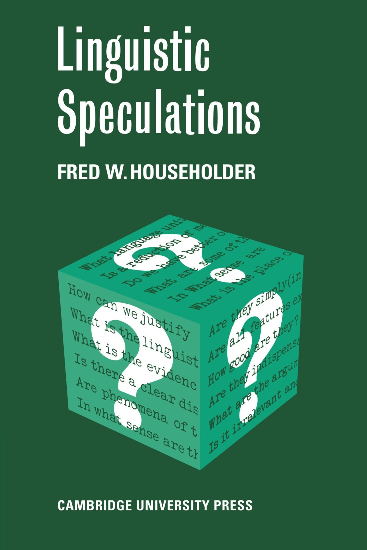 Linguistic Speculations by Fred W. Householder - 9780521174275