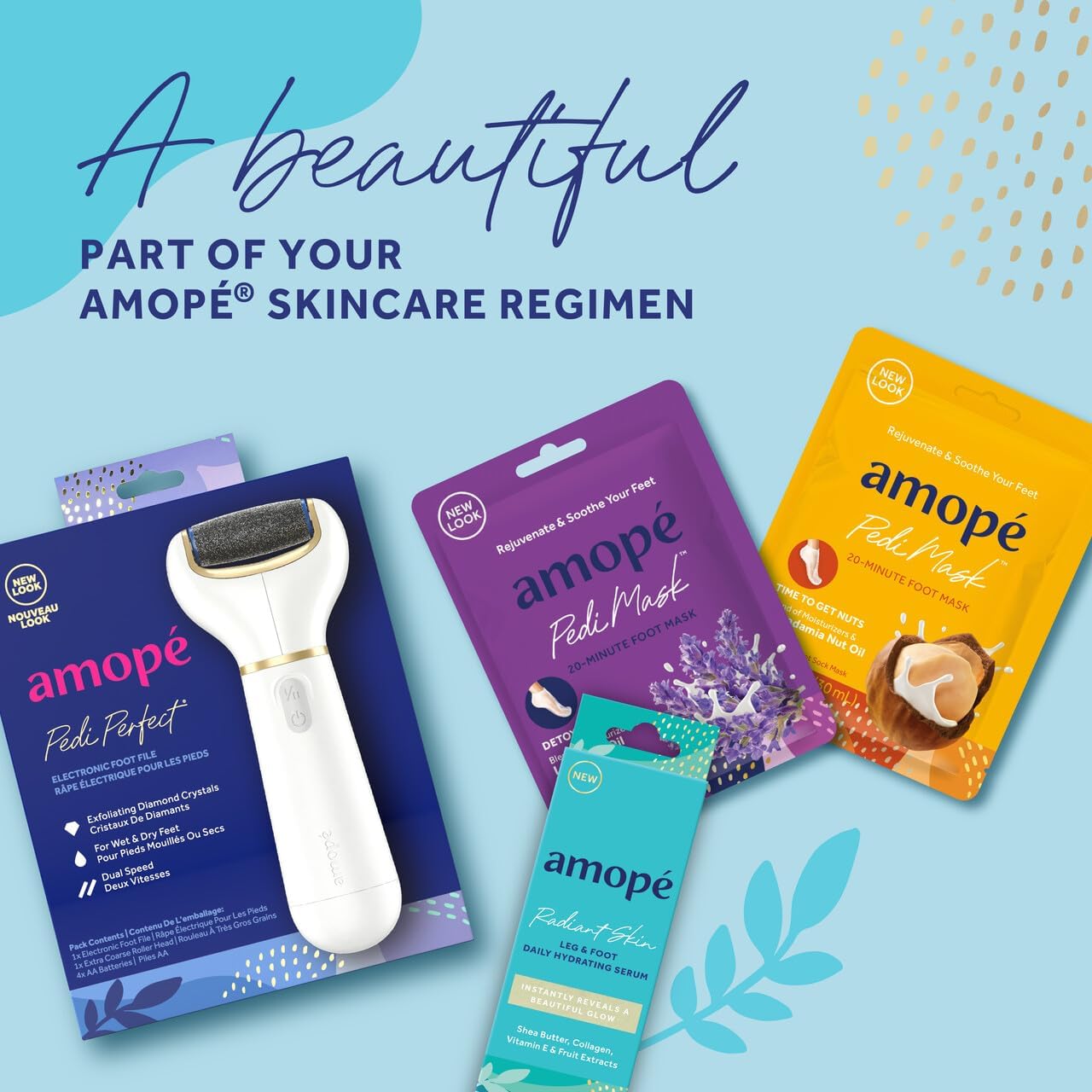 Amopé Pedi Mask 20-Minute Foot Mask, Intensely Moisturizing Socks, Self-Care, Time to Get Nuts with Macadamia Nut Oil, Urea & Vitamin Complex for Long Lasting Hydration, 3 Pair (Packaging May Vary)