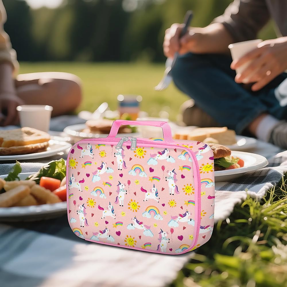 Bolsas de almuerzo con diseño de unicornio para niñas, lonchera aislada para niñas, adolescentes, escuela, trabajo, oficina, viajes, picnic, impermeable, a prueba de fugas, portátil
