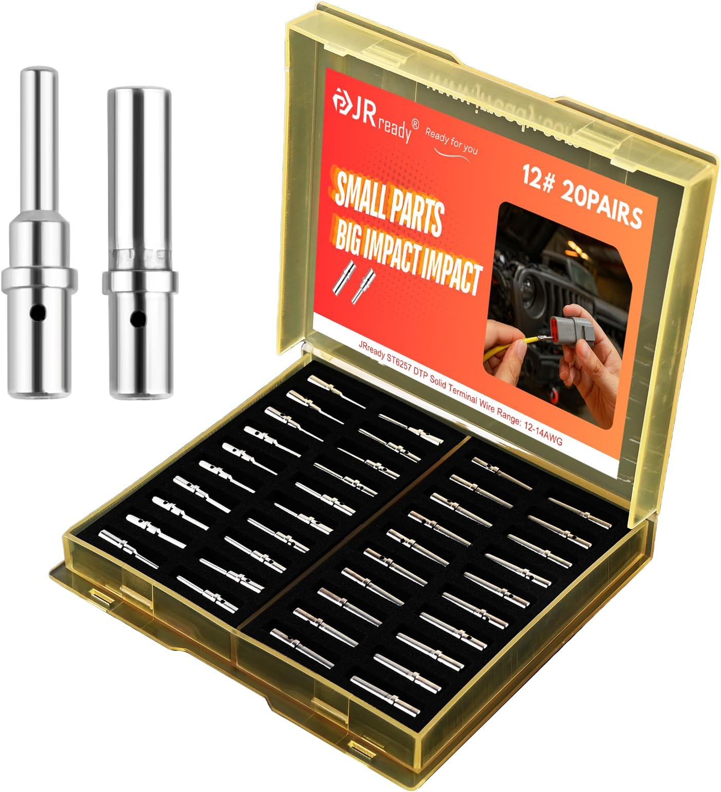 ST6257 DTP Solid Barrel Size 12 Contacts DTP Connector Terminal KIT 20 PCS Male Pins 0460-204-12141 and 20 PCS Female Sockets 0462-203-12141 for Wire Size 12 to 14 awg