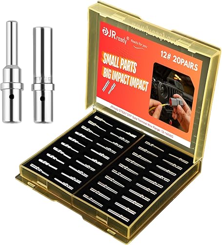 JRready ST6257 DTP - Kit de terminales de conector DTP de tamaño sólido de 12 contactos, 20 clavijas macho 0460-204-12141 y 20 enchufes hembra