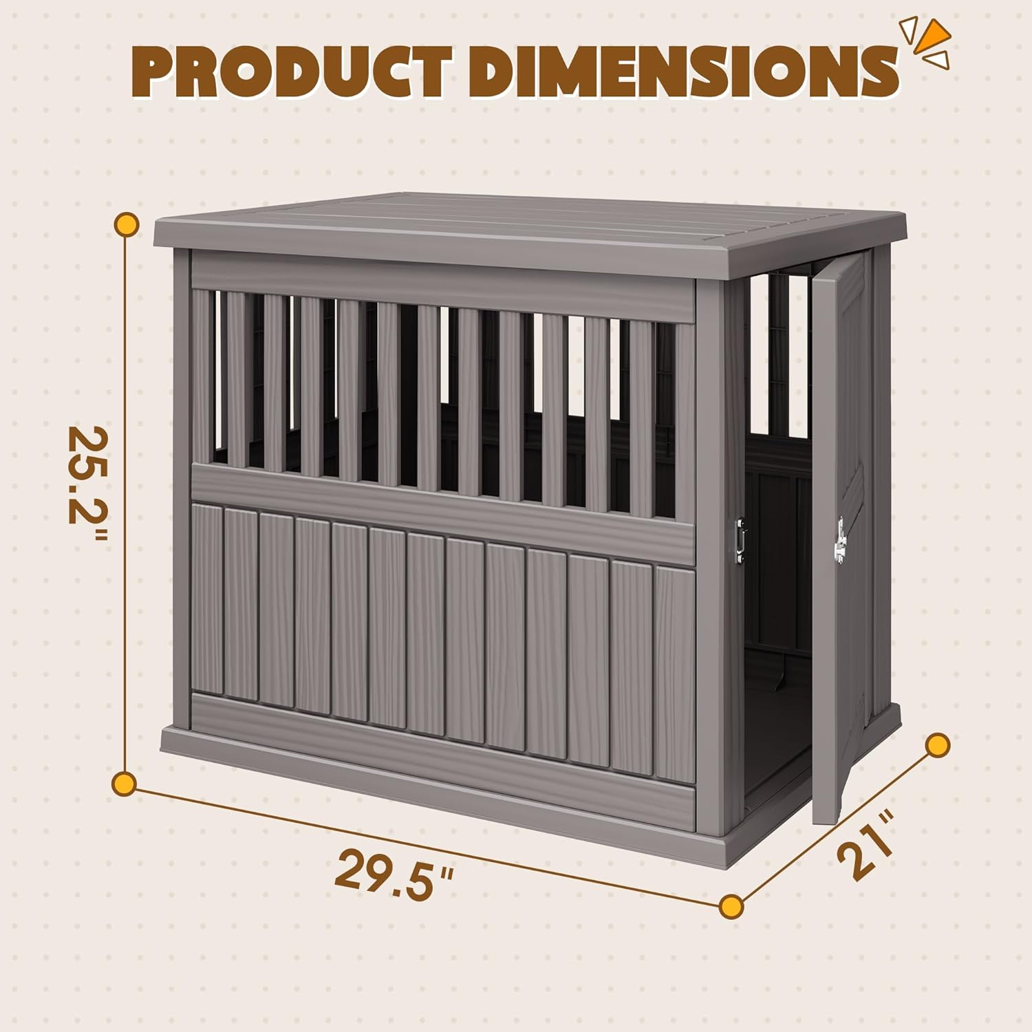 Bifanuo Dog House 30-Inch Dog Crate Furniture, Heavy Duty Dog Crate for Small Dog, Lockable Indoor Outdoor Dog Kennel & End Table, Decorative Plastic Pet Cage (Grey)