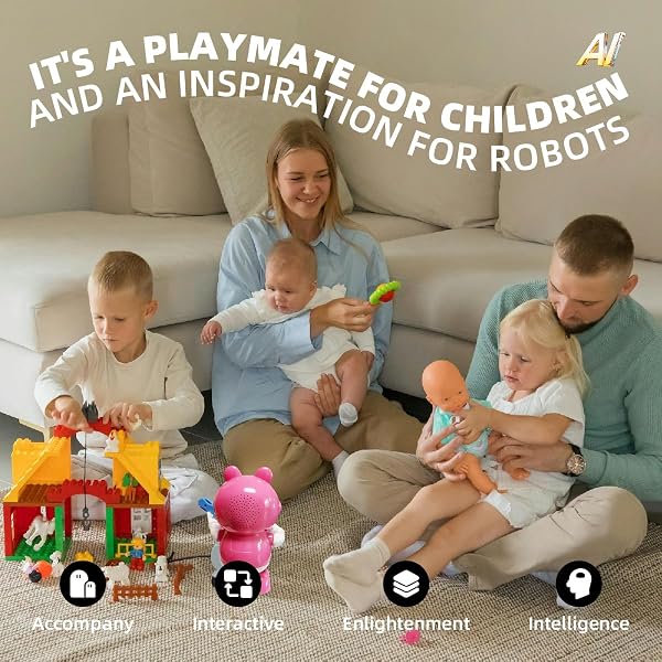 B BestCon Robot interactif doté d'IA, avec ChatGPT intégré, Robot Parlant Qui Chante et Danse, Jouet éducatif et ludique pour garçons et Filles (Rose) - 5