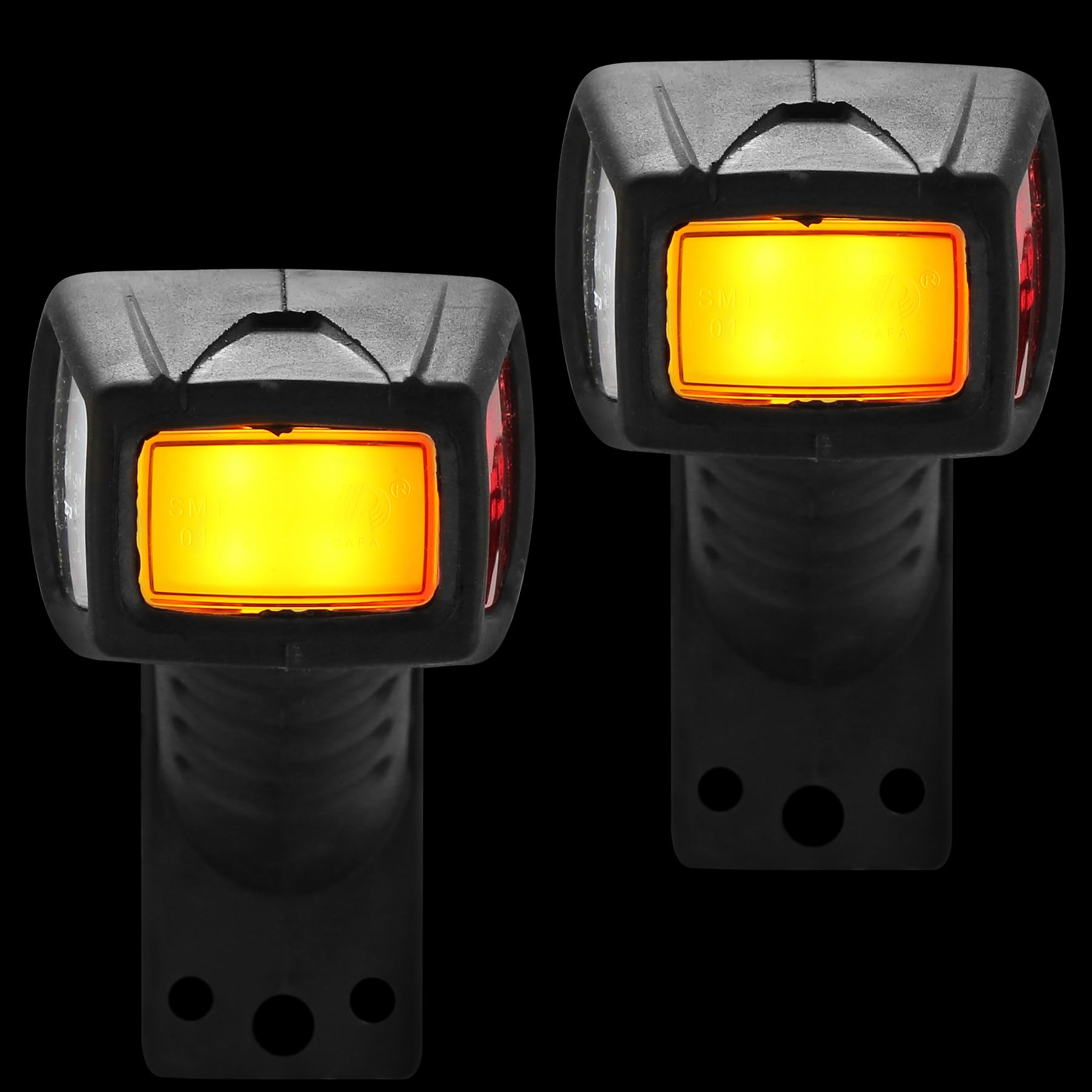 Lot de 2 Feux de Gabarit LED Caoutchouc Feu de Gabarit Latéral Feux d'encombrement LED Feu de Position Voiture Camion Caravane Lumière Blanc Rouge Orange ECE Etanche