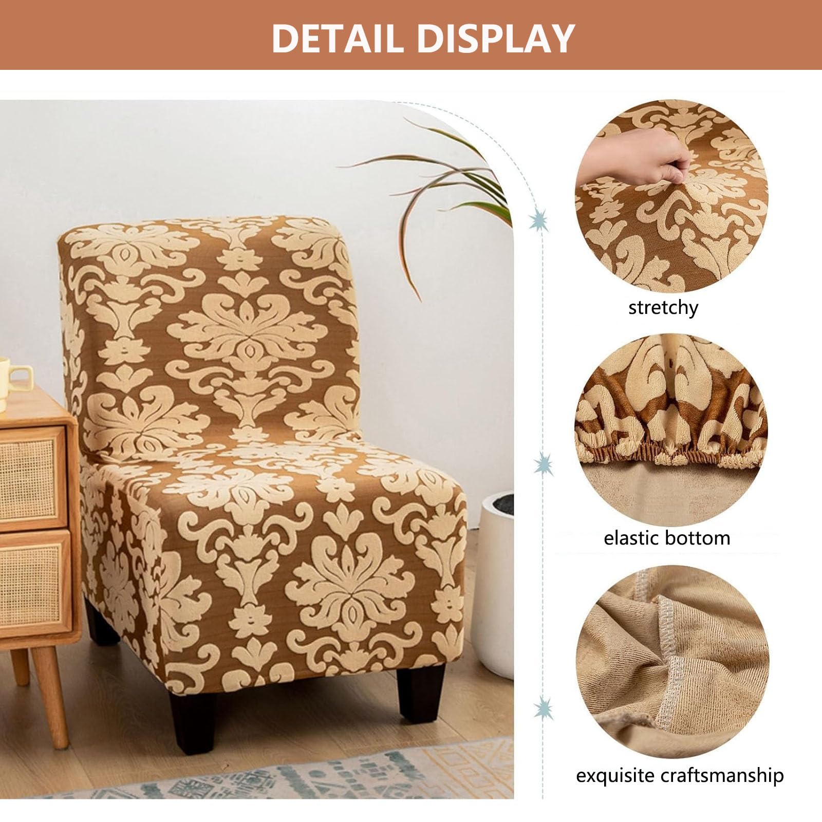 Fundas para sillas sin brazos, fundas elásticas para sillas sin brazos, para sala de estar, dormitorio, hotel (amarillo, 2 piezas)