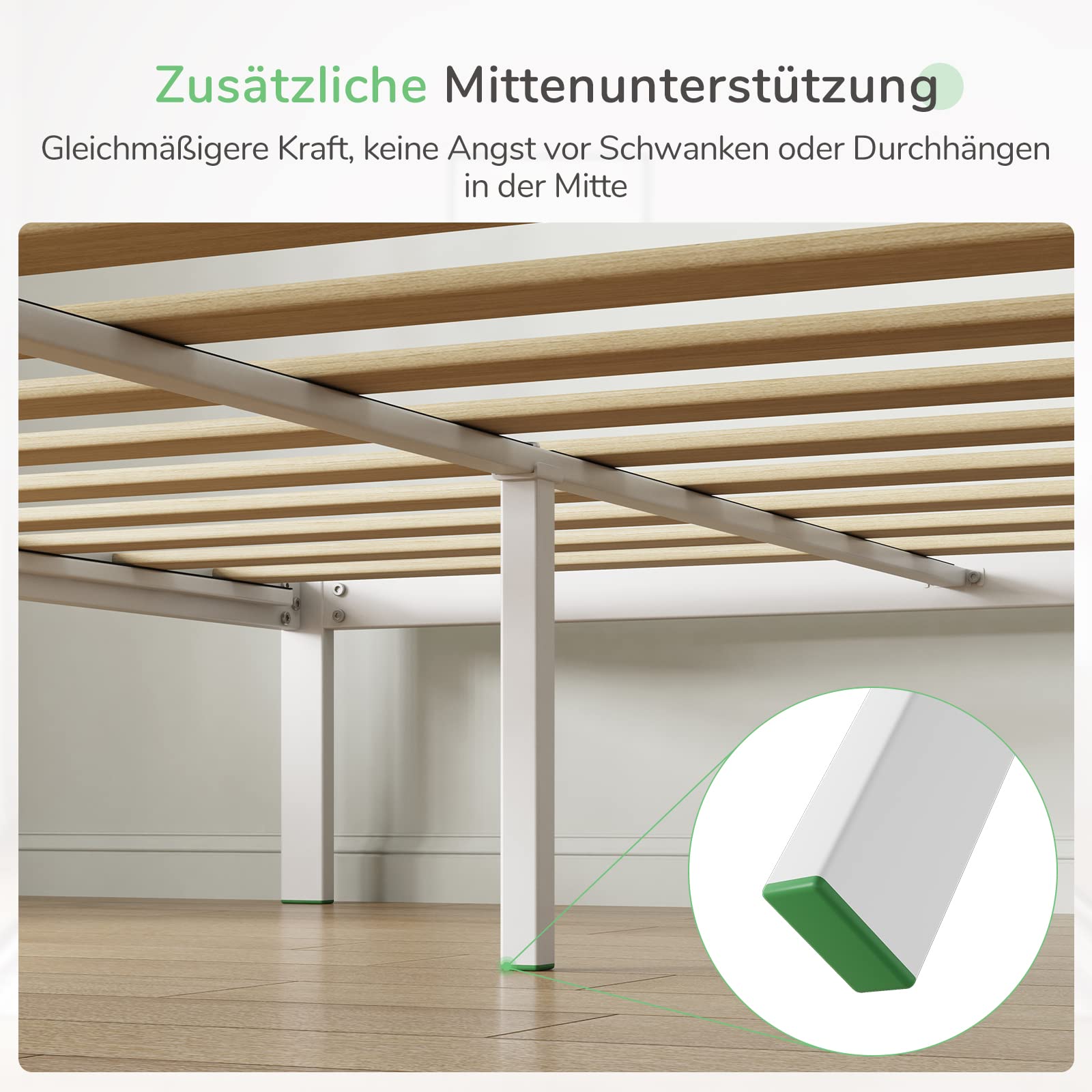Novilla Metallbett Metallrahmenbett mit Lattenrost Bettgestell Für Erwachsene Kinder Jugendliche 180x200 cm Weiß