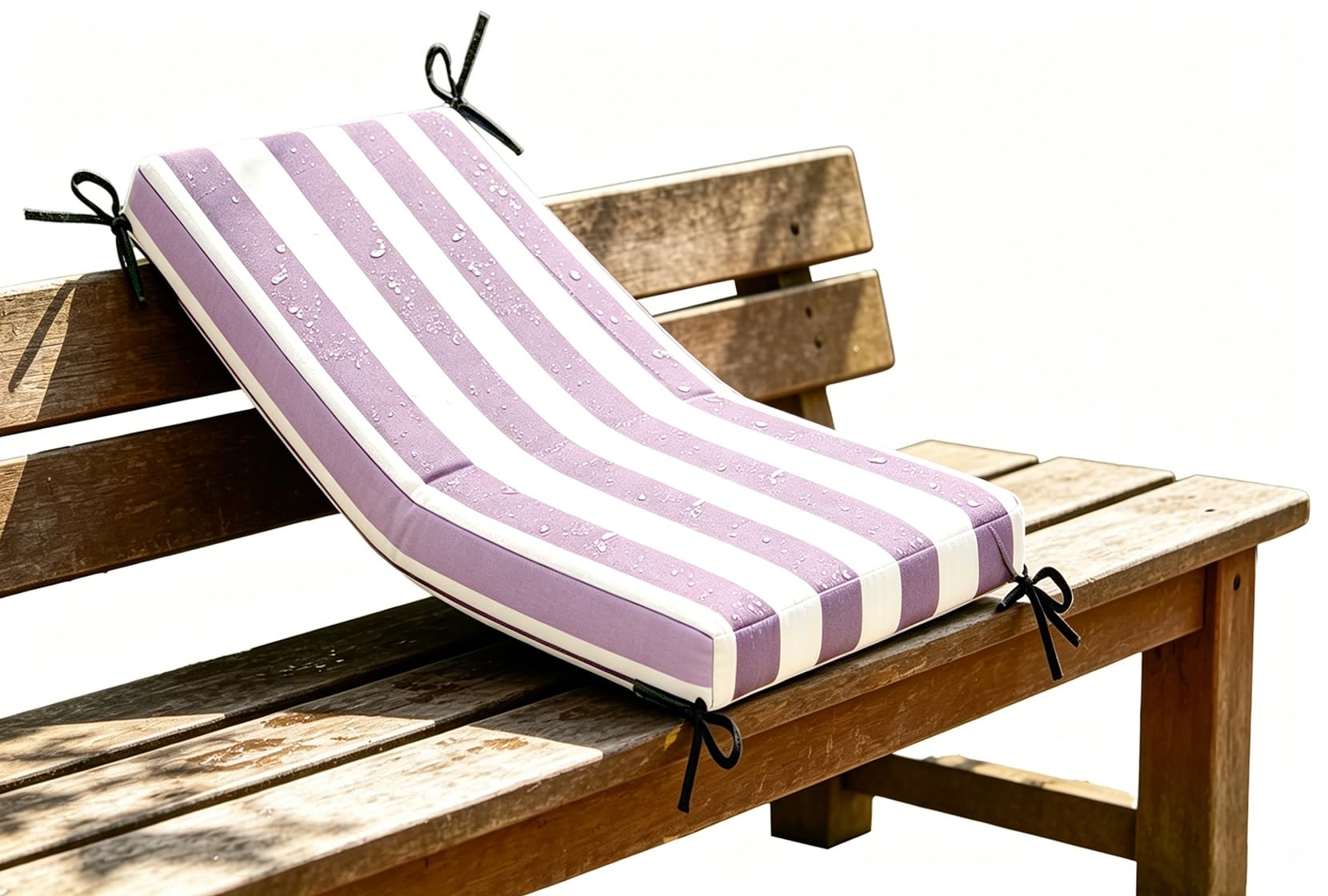 ILiemao 80% Waterproof Outdoor Bench Cushions with Foam Filling Striped, Replacement Cushion for Patio Garden Chairs, Seat Cushion with Non-Slip Ties, 2" 5cm Thick(Violet White,120x50 cm 47x20 in)