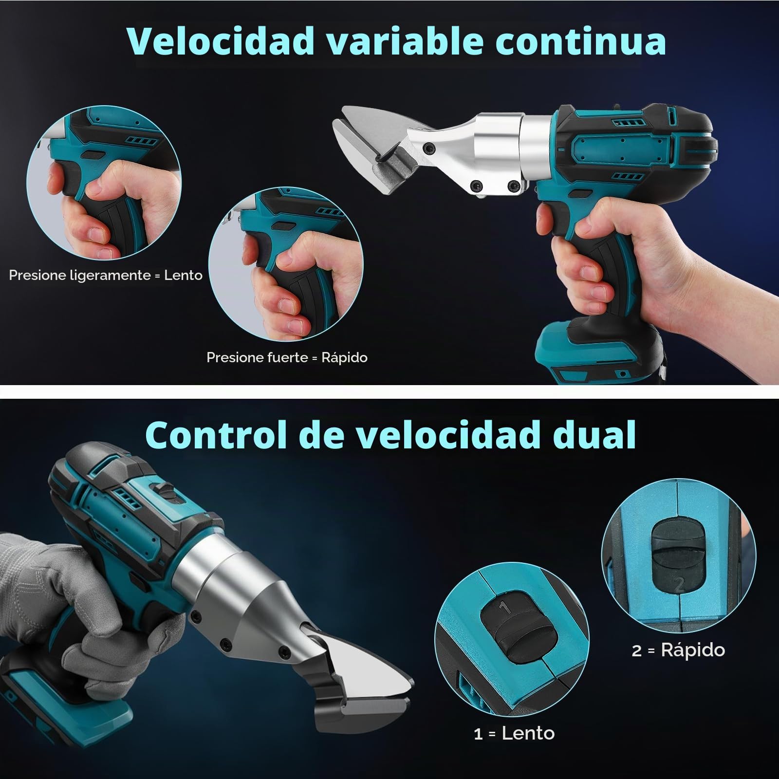 Tijeras de metal inalámbricas para 18 V, sin escobillas, tijeras eléctricas para cortar acero, tijeras eléctricas con batería, tijeras para chapa, alfombras, tela, cuero, papel (sin batería)