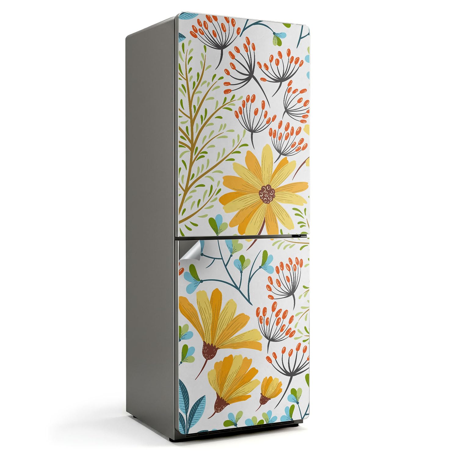 Adhesivo de nevera floral para transformar la decoración de cocinas modernas