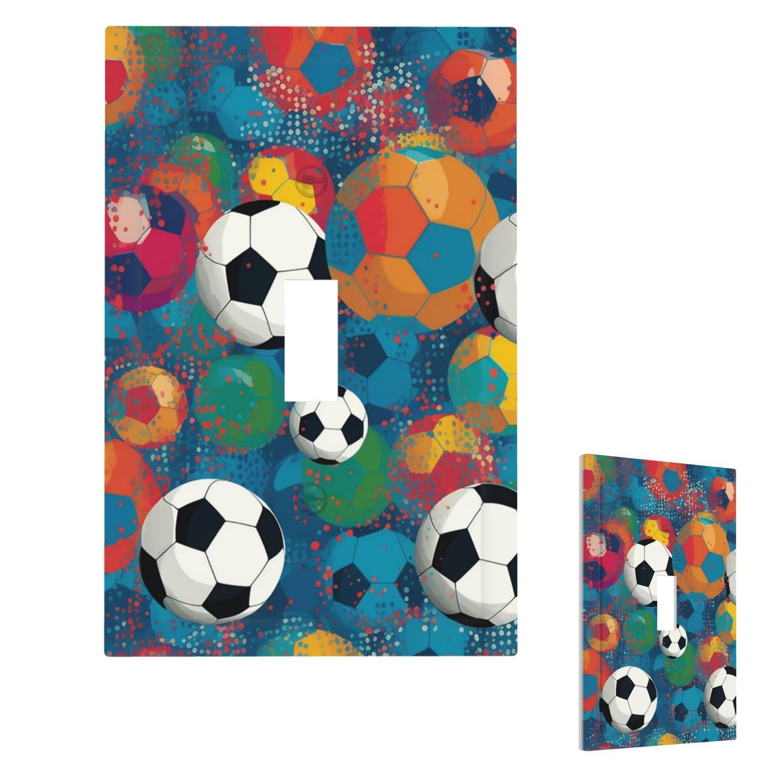 Colorful Football Wall Plate Cover Single Toggle, Modern Decorative Light Switch Cover Unbreakable Receptacle Outlet Covers for Living Room Bedroom Decor