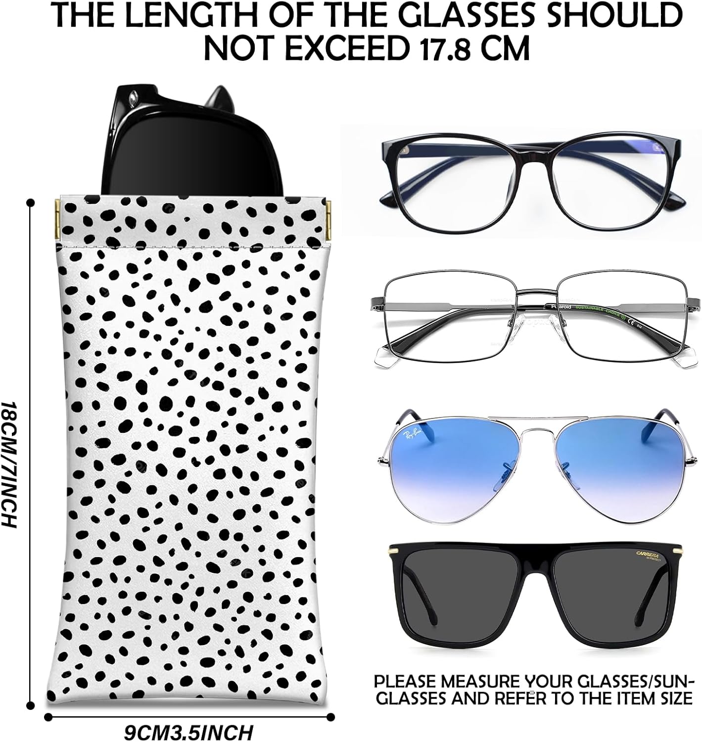 2 PCS Glasses Case Eyeglass Sunglasses Pouch Portable Squeeze Soft Leather with Cleaning Cloth Cute Women Men Girls - Image 2