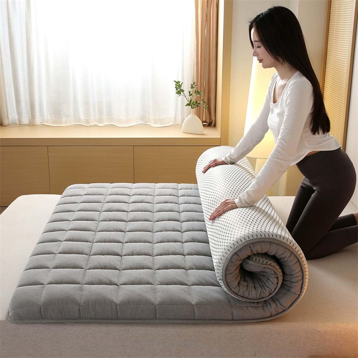 Danchen Japanische Futon-Matratze, faltbare Tatami-Matte, Schlafunterlage für Boden, Gäste, Schlafsäle, Lounge, Camping, extra weich und tragbar (Doppelbett 120 x 200 cm, Bär)