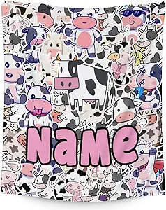 Mercuryelf Custom Cow Throw Blanket - Soft, Fuzzy & Warm - 50x60 Inches Flannel Blankets for Living Room, Sofa - Cute Throws Gift for Teens