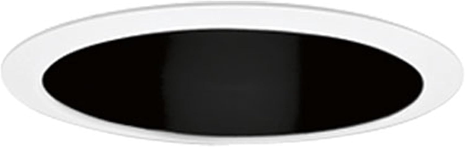 Juno Lighting 17 BWH Incandescent Recessed Cone Trim, 4 Inch, Black Alzak with White Trim