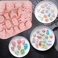 Vista 4 de 3 moldes de silicona para dulces de chocolate de Halloween, moldes de Halloween, fantasma, calabaza, murciélago, calavera, sombrero de bruja, molde